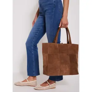 Mint Velvet Mia Tan Suede Woven Tote Bag